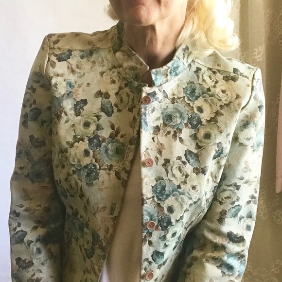 Leather Vintage Rose Print Moto Jacket - Picture 4 of 8